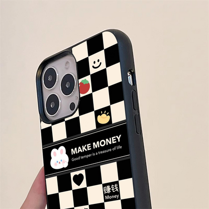 Black Checkerd Pattern Glass Case