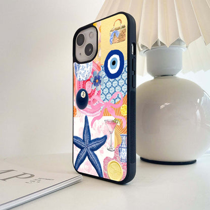 Pink Purple & Drinks Collage Glass Case