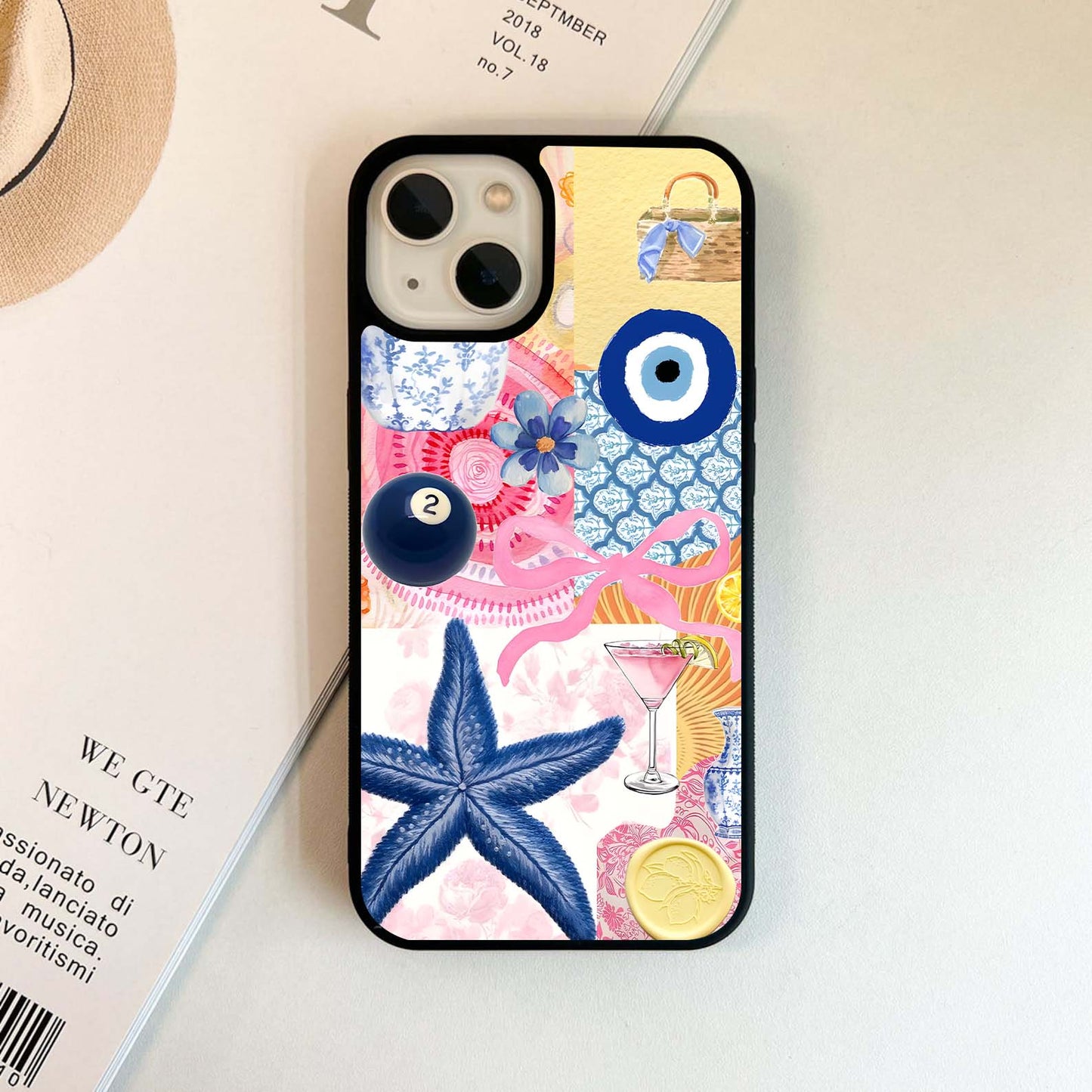 Pink Purple & Drinks Collage Glass Case