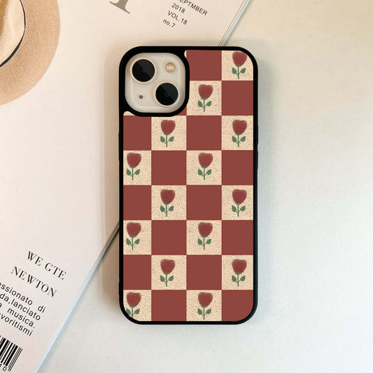 Rose Checkered  Glass Case