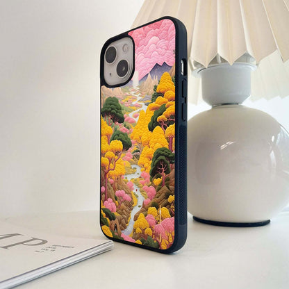 Pinkish Texture Scenery Glass Case