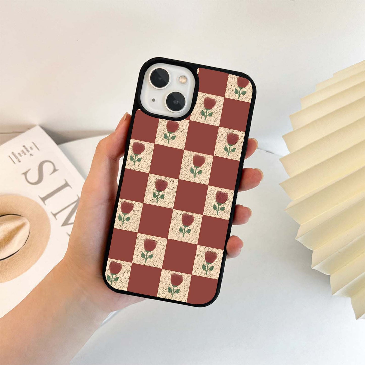 Rose Checkered  Glass Case