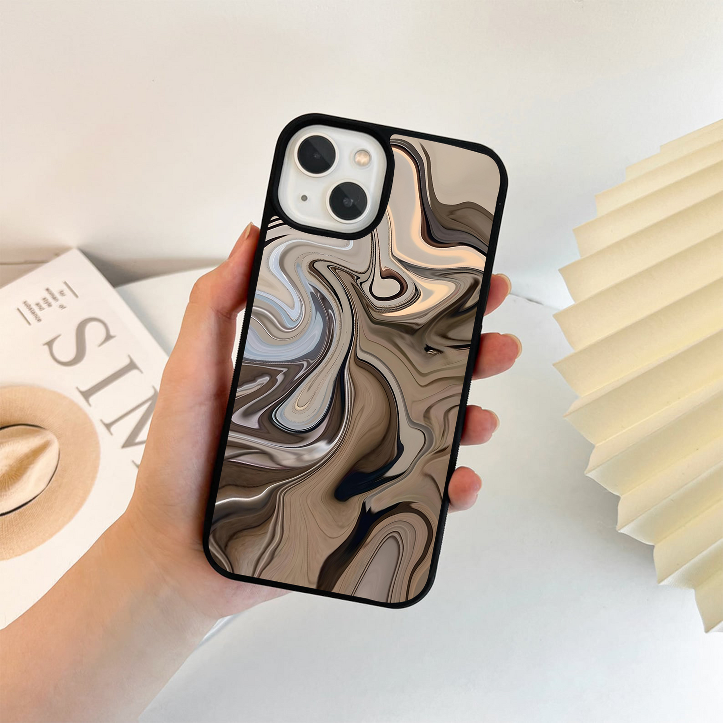 Swirled Cream Aesthetic Glass Case