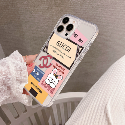 Asthetic Gucci Pattern Clear Silicon Case