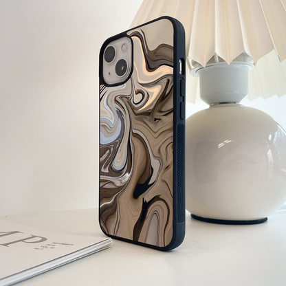 Swirled Cream Aesthetic Glass Case