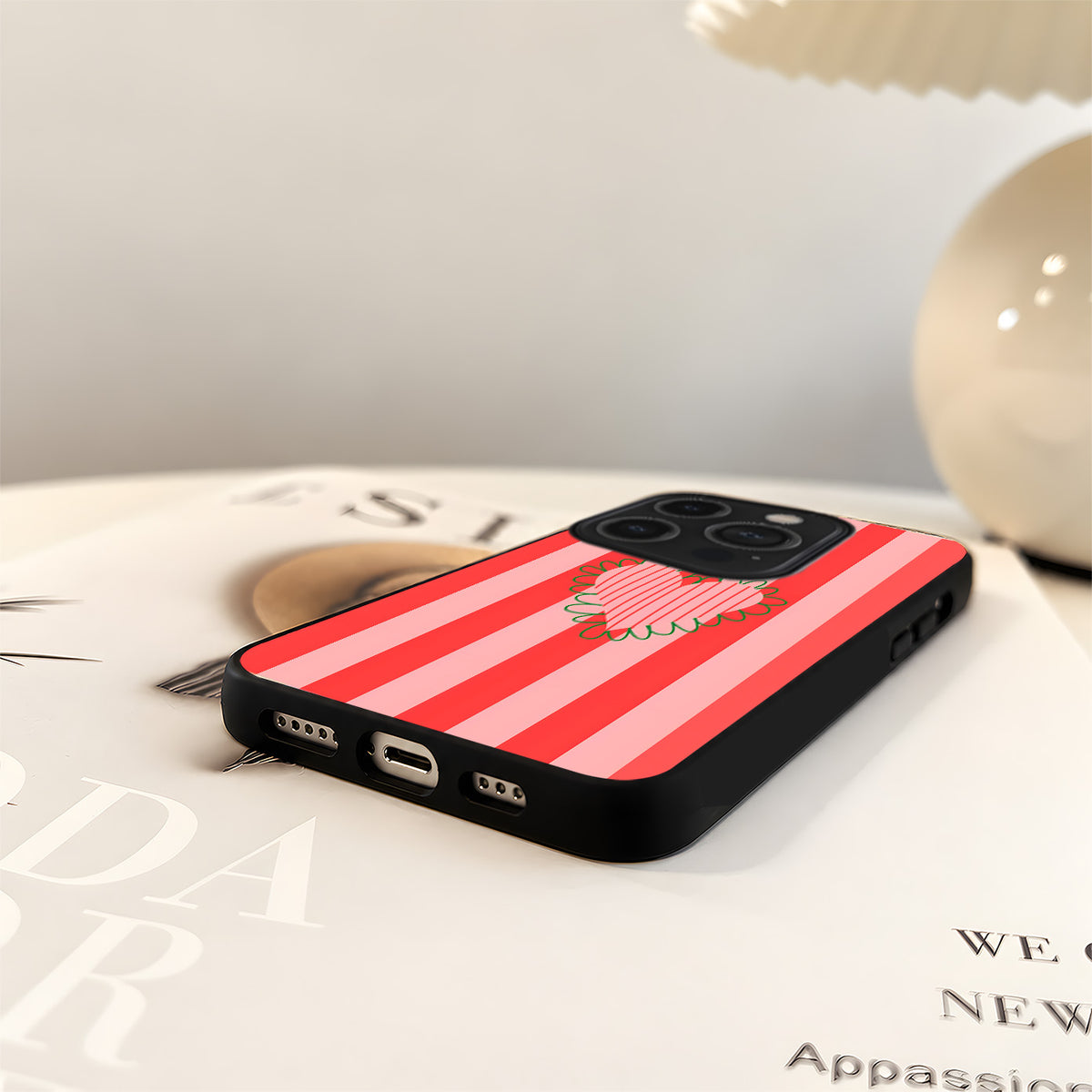 Striped Sweet Heart Glass Case