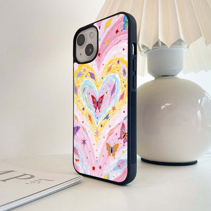 Butterfly Heart Galaxy Glass Case