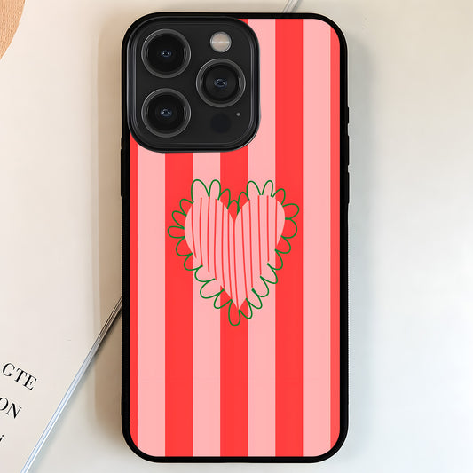 Striped Sweet Heart Glass Case