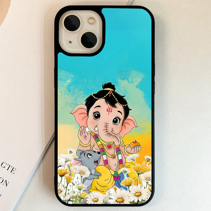 Little Ganesha Flower Glass Case