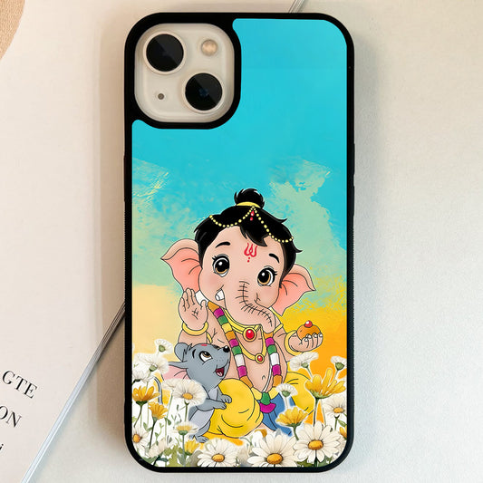 Little Ganesha Flower Glass Case
