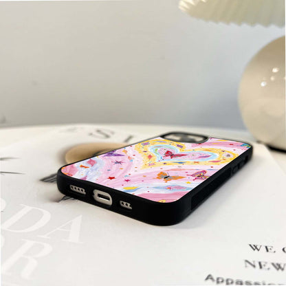 Butterfly Heart Galaxy Glass Case