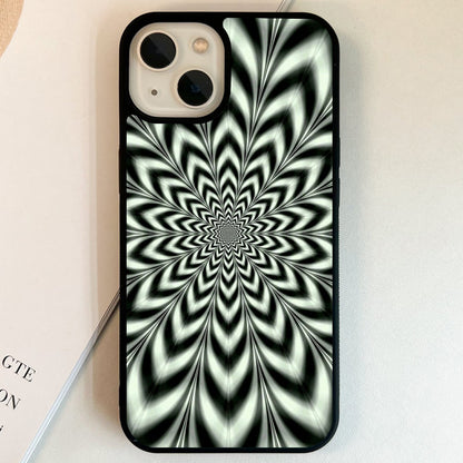 Monochrome Spiral Bloom Glass Case