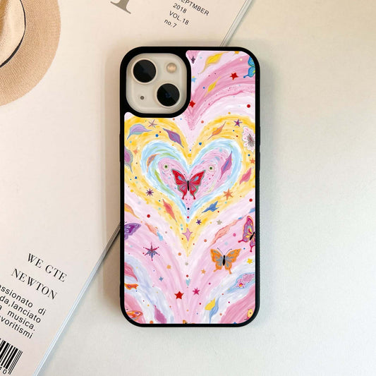 Butterfly Heart Galaxy Glass Case