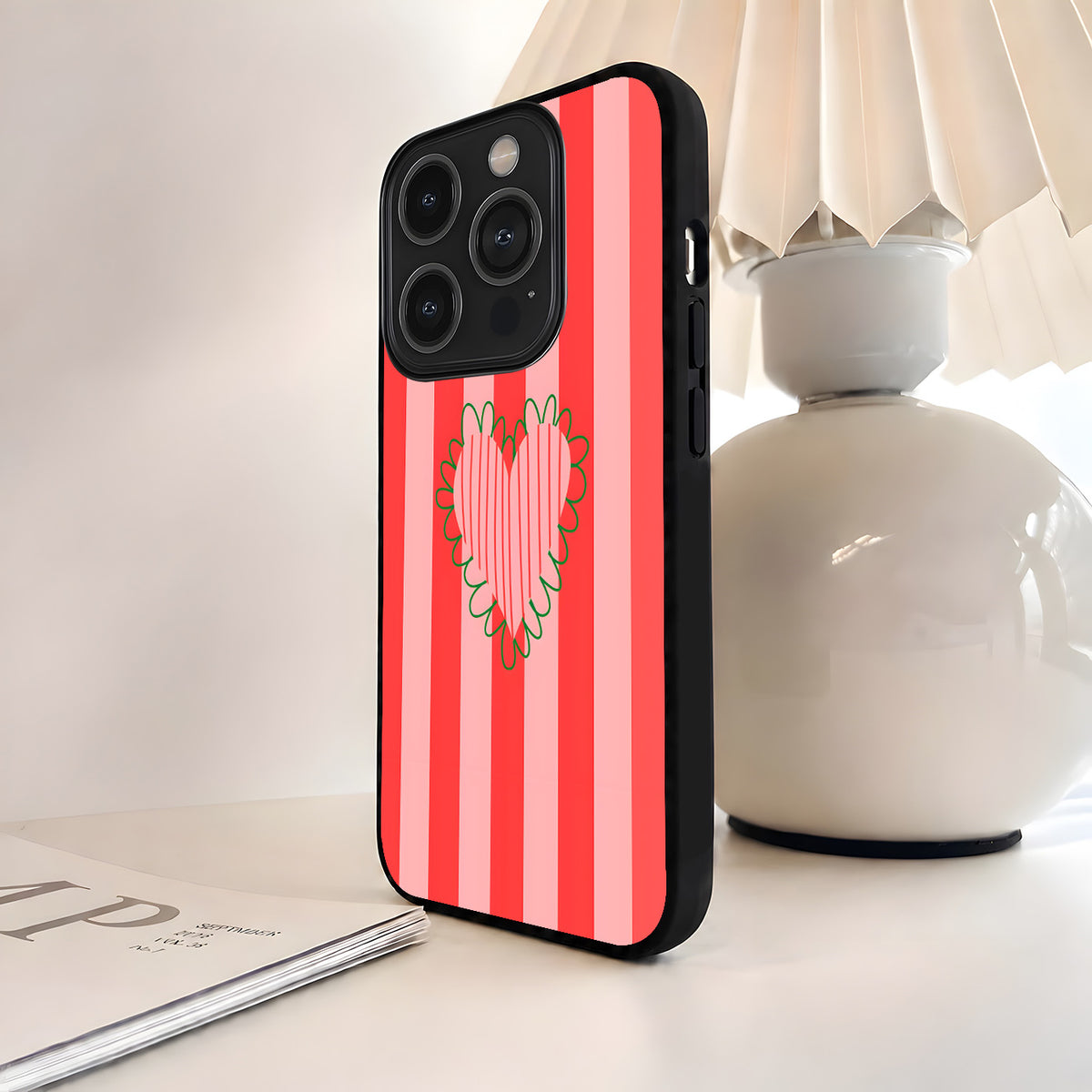 Striped Sweet Heart Glass Case