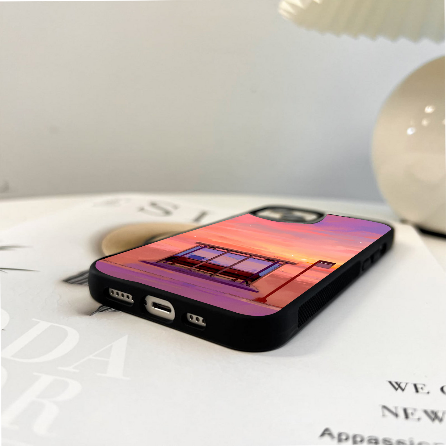 Waiting Sunset Calm Glass Case