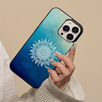 Blue Sky with Mandala Pattern Glass Case