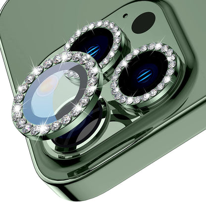 iPhone 13 Series Diamond Camera Lens Protector for Apple  | HD Clear Real Glass Protection + Metal Alloy Full Fit Lens Ring Cover