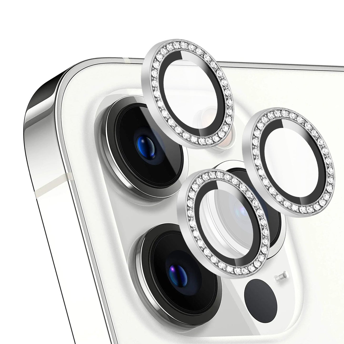 iPhone 13 Series Diamond Camera Lens Protector for Apple  | HD Clear Real Glass Protection + Metal Alloy Full Fit Lens Ring Cover