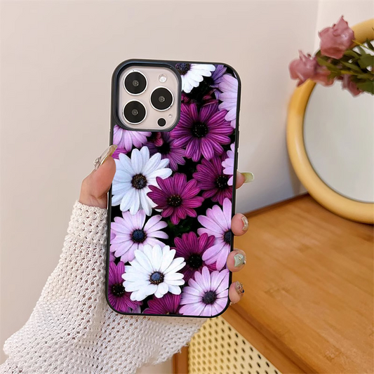 Purple Flower Pattern Glass Case