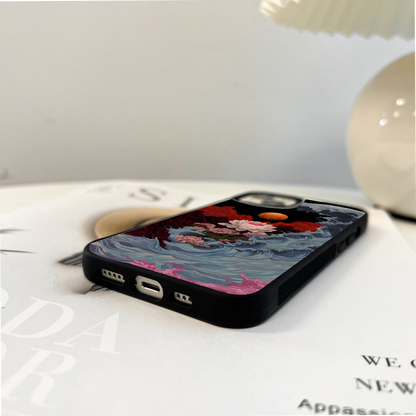 Lotus with Planet & Waves Glass Case