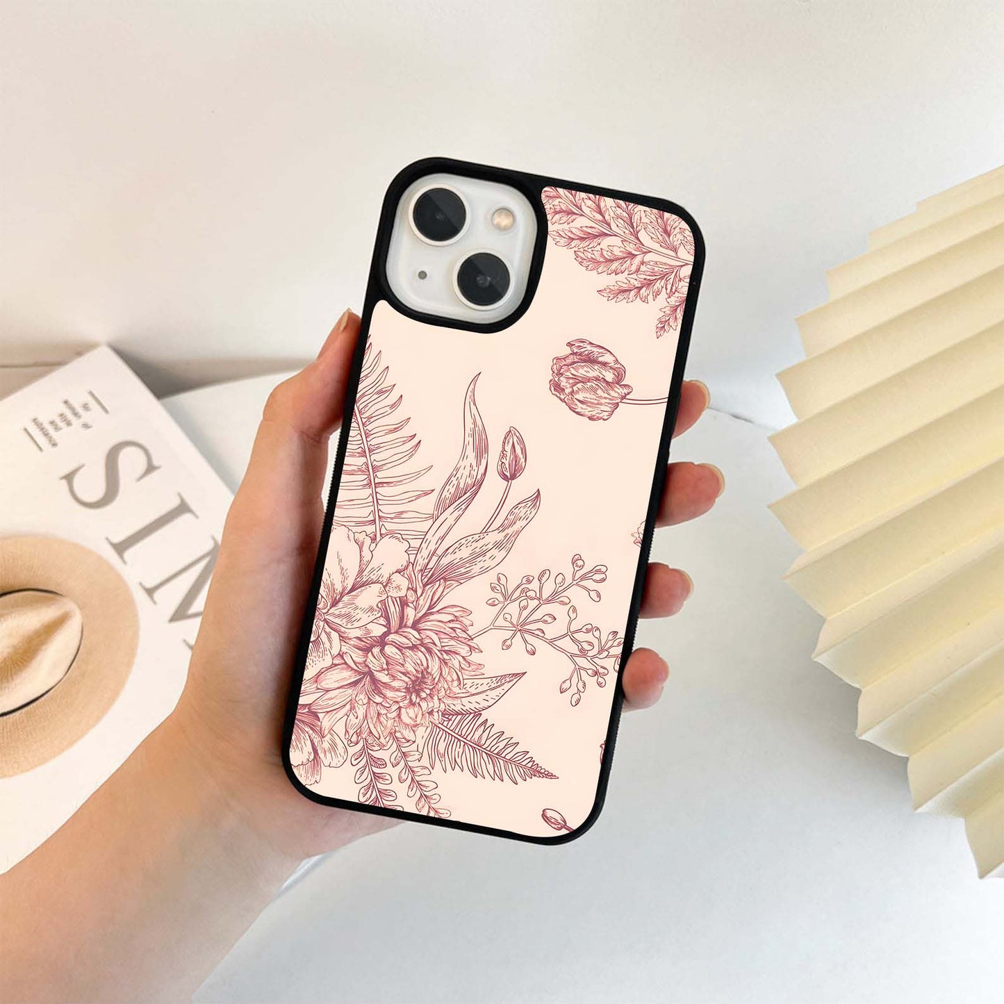 Rosewood Etching Garden Glass Case