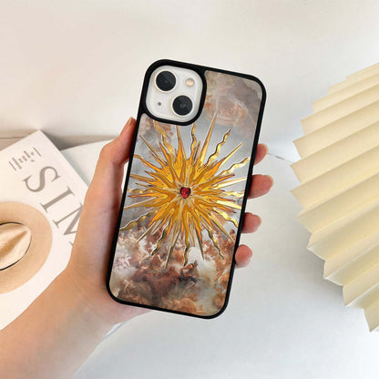 Radiant sunburst with heart Glass Case