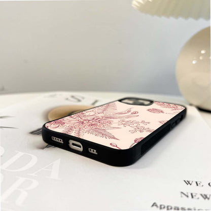 Rosewood Etching Garden Glass Case