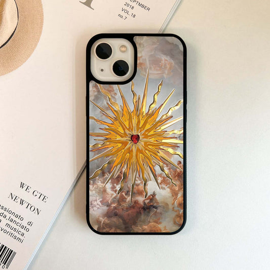 Radiant sunburst with heart Glass Case