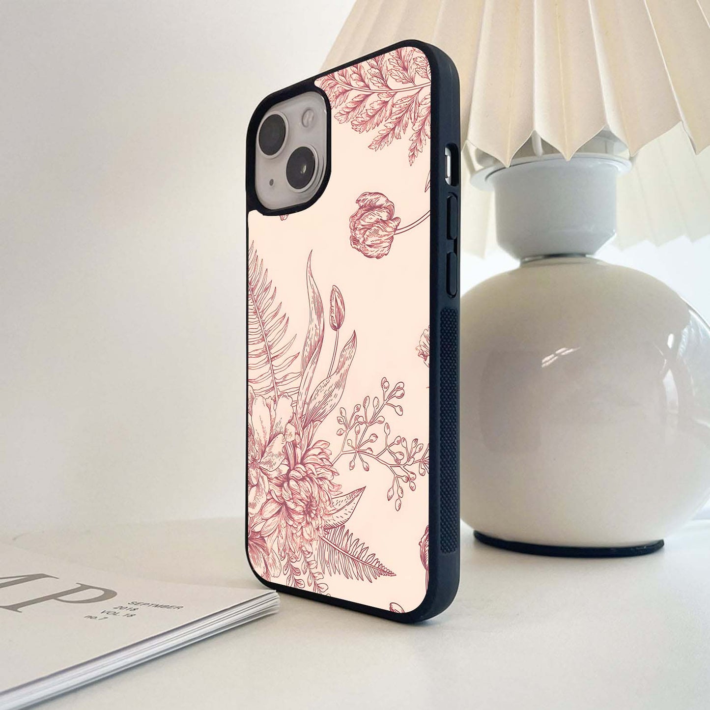 Rosewood Etching Garden Glass Case