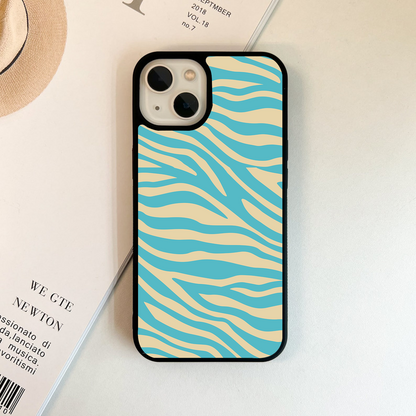 Green And Blue Shade Zebra Pattern Glass Case