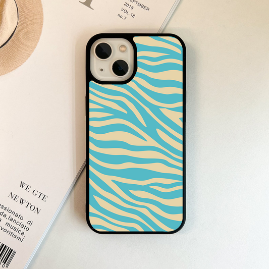 Green And Blue Shade Zebra Pattern Glass Case