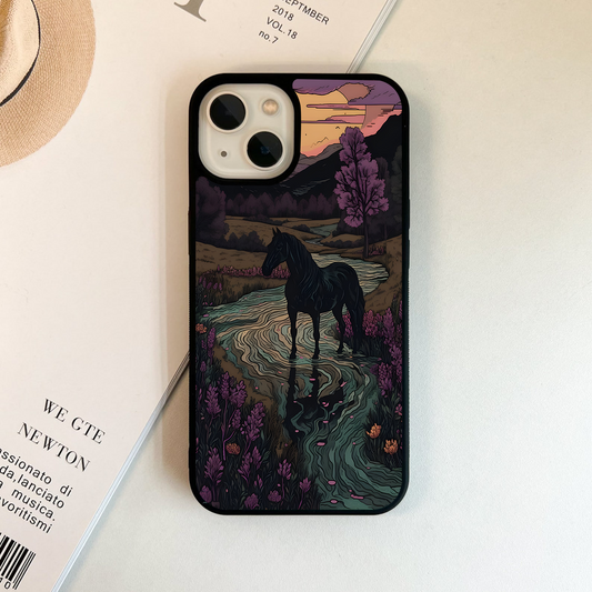 Horse In River Glass Case