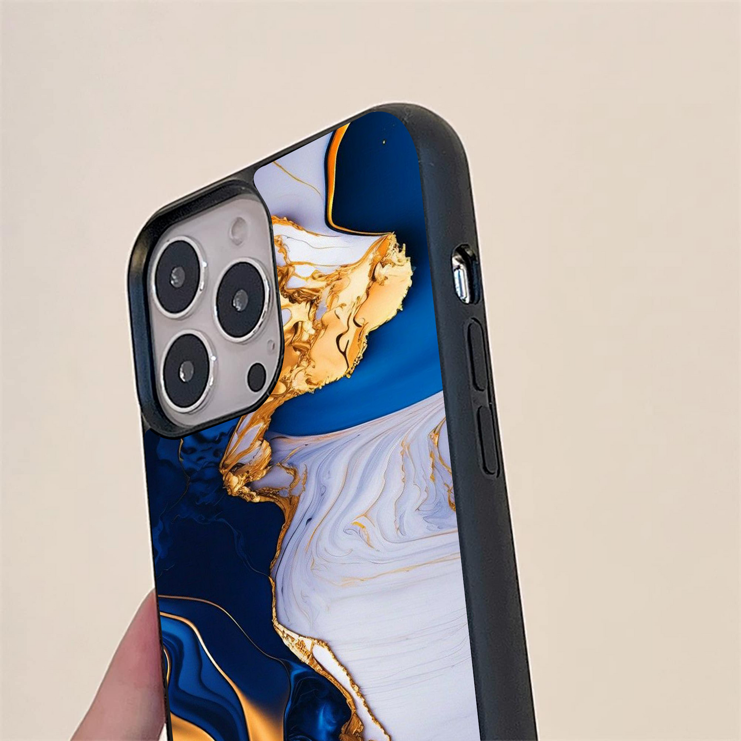 Blue With Golden Marble 2 Glass Case