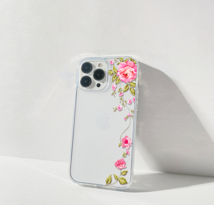 Pink Floral Vine Clear Silicon Cover