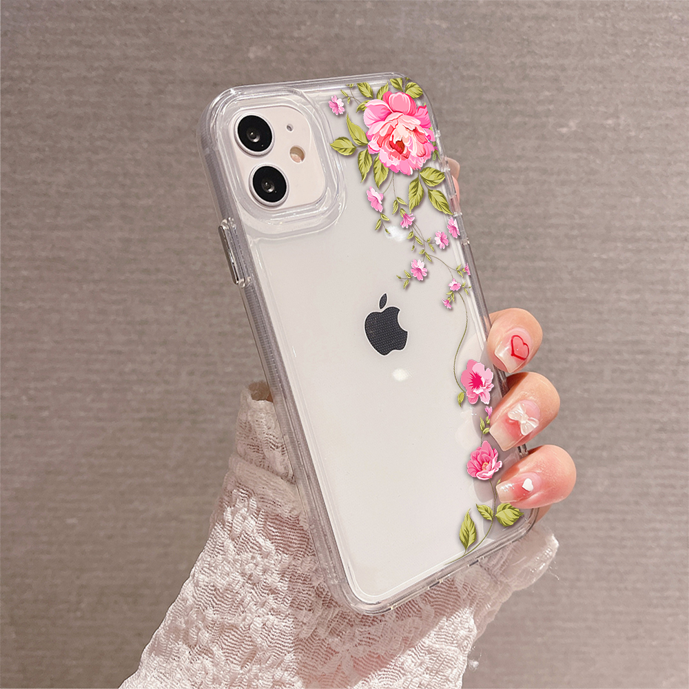 Pink Floral Vine Clear Silicon Cover