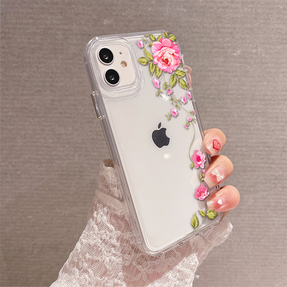 Pink Floral Vine Clear Silicon Cover