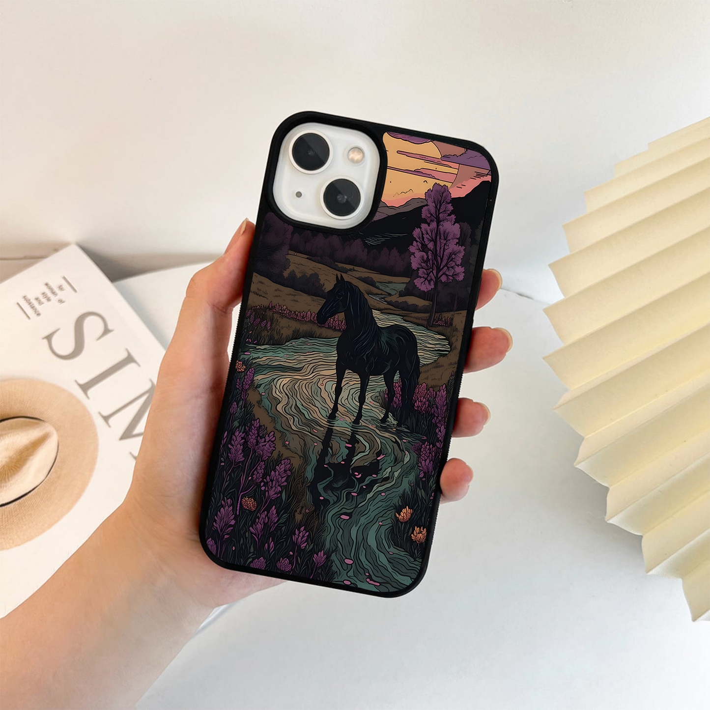 Horse In River Glass Case