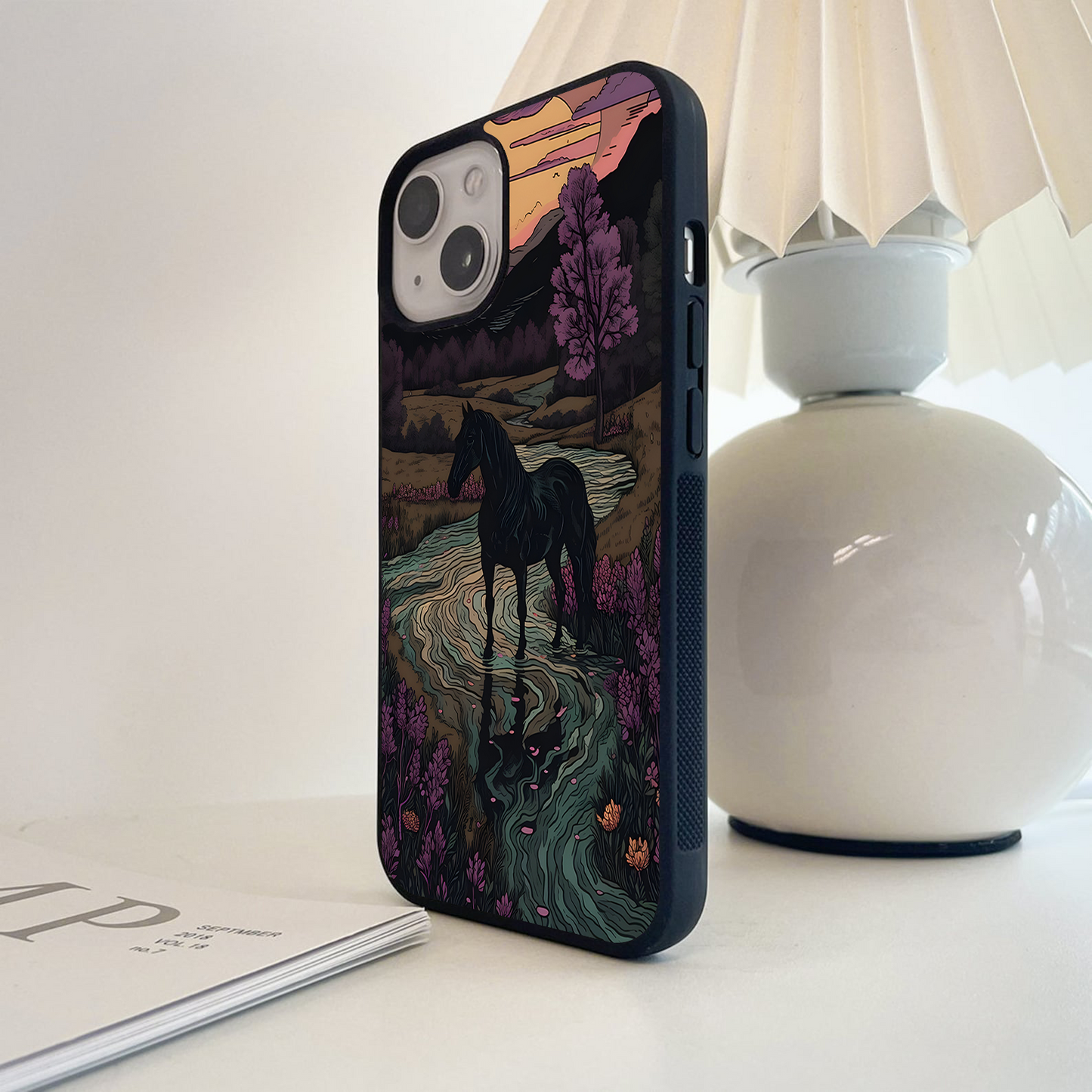 Horse In River Glass Case