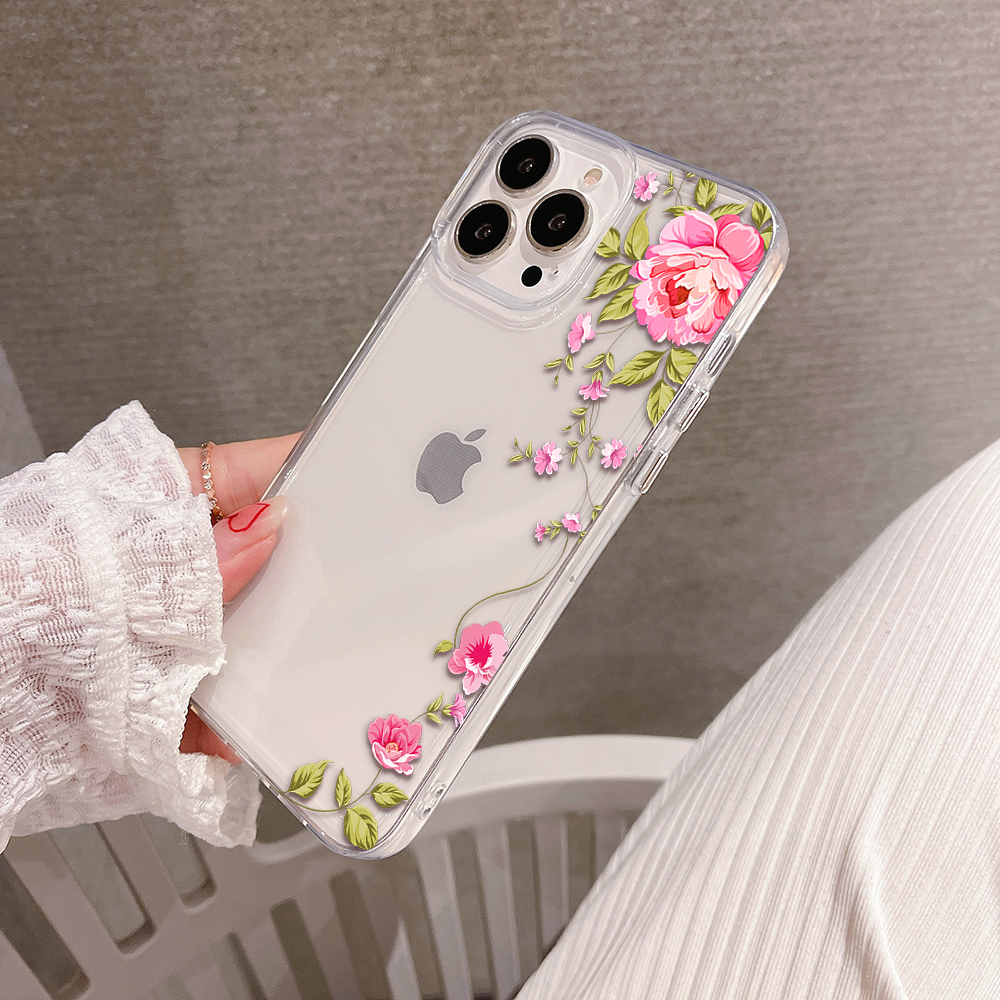 Pink Floral Vine Clear Silicon Cover