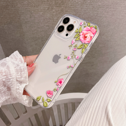 Pink Floral Vine Clear Silicon Cover