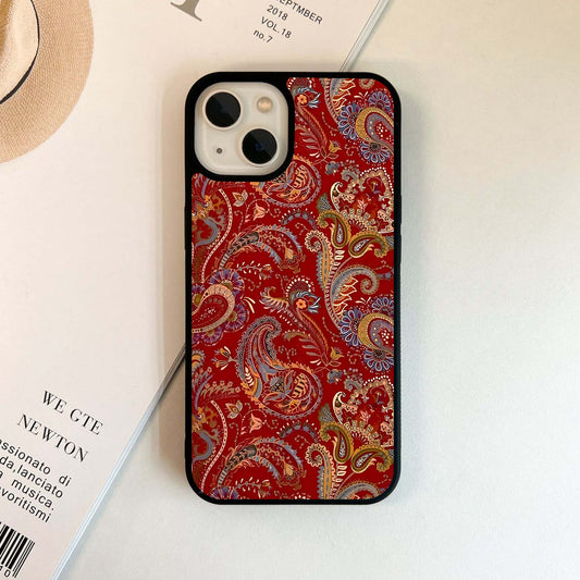 Royal Red Paisley Bloom Glass Case