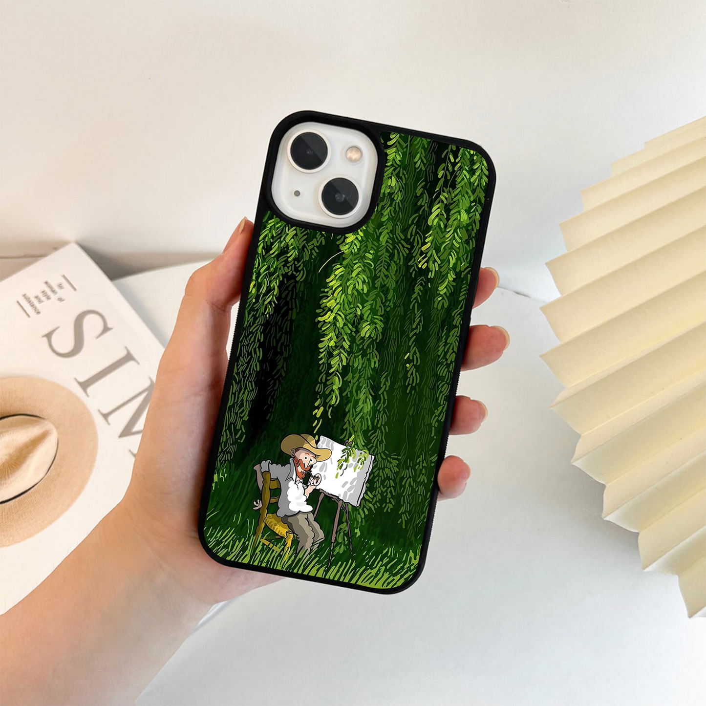 Painter In Forest Glass Case