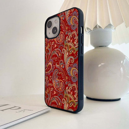 Royal Red Paisley Bloom Glass Case