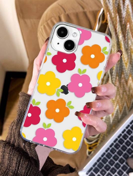 Colorful Flower  Clear Silicon Case Cover