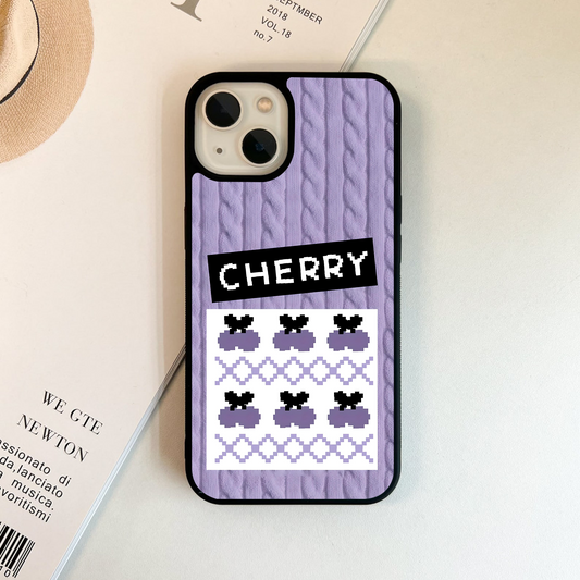 Pixel Knit Cherry Glass Case