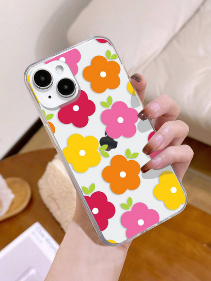 Colorful Flower  Clear Silicon Case Cover