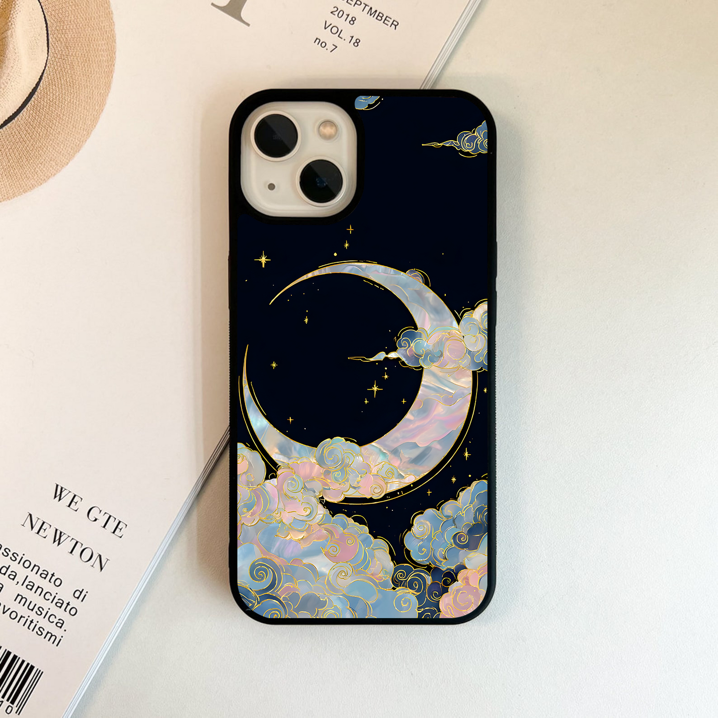 Pearl Cloud Moon Glass Case