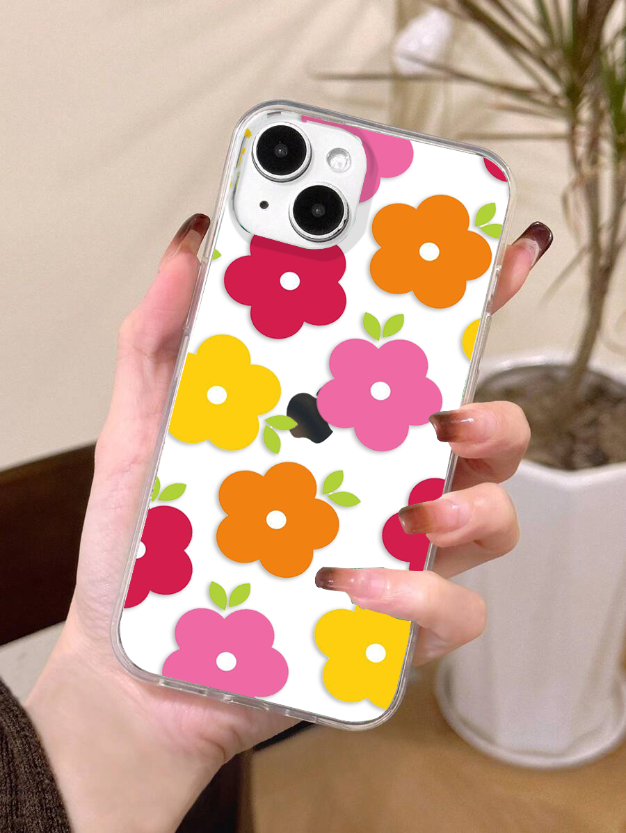 Colorful Flower  Clear Silicon Case Cover