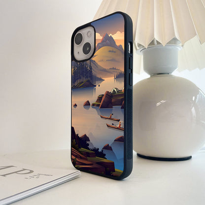 Misty Lake Calm Glass Case