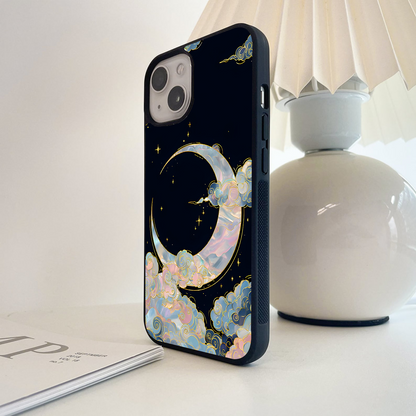 Pearl Cloud Moon Glass Case